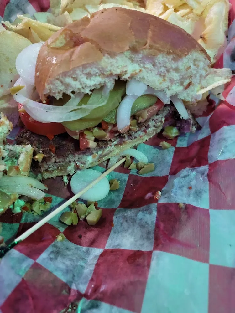 Olive Burger with Tomatoe Onion Lettuce